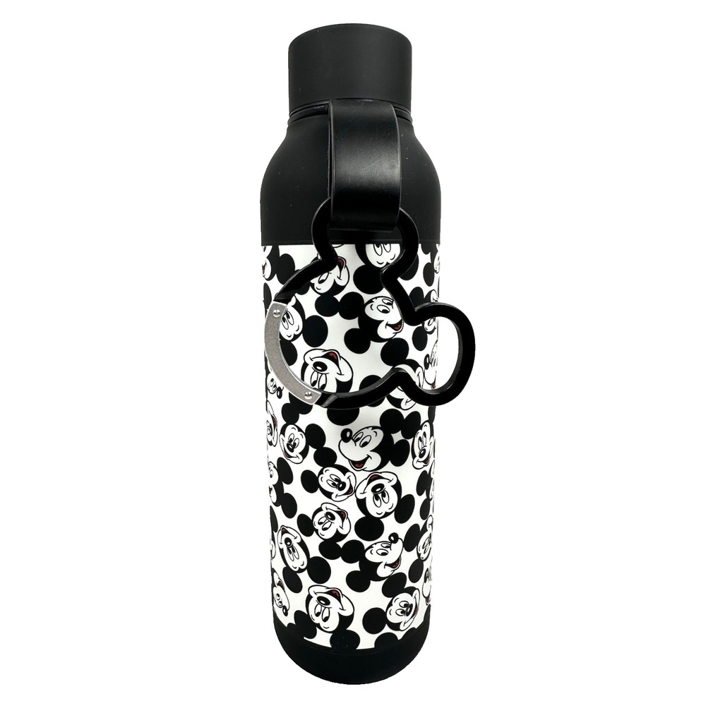 Mickey Mouse Disney Black Stainless Steel Water Bottle 21 oz With Clip